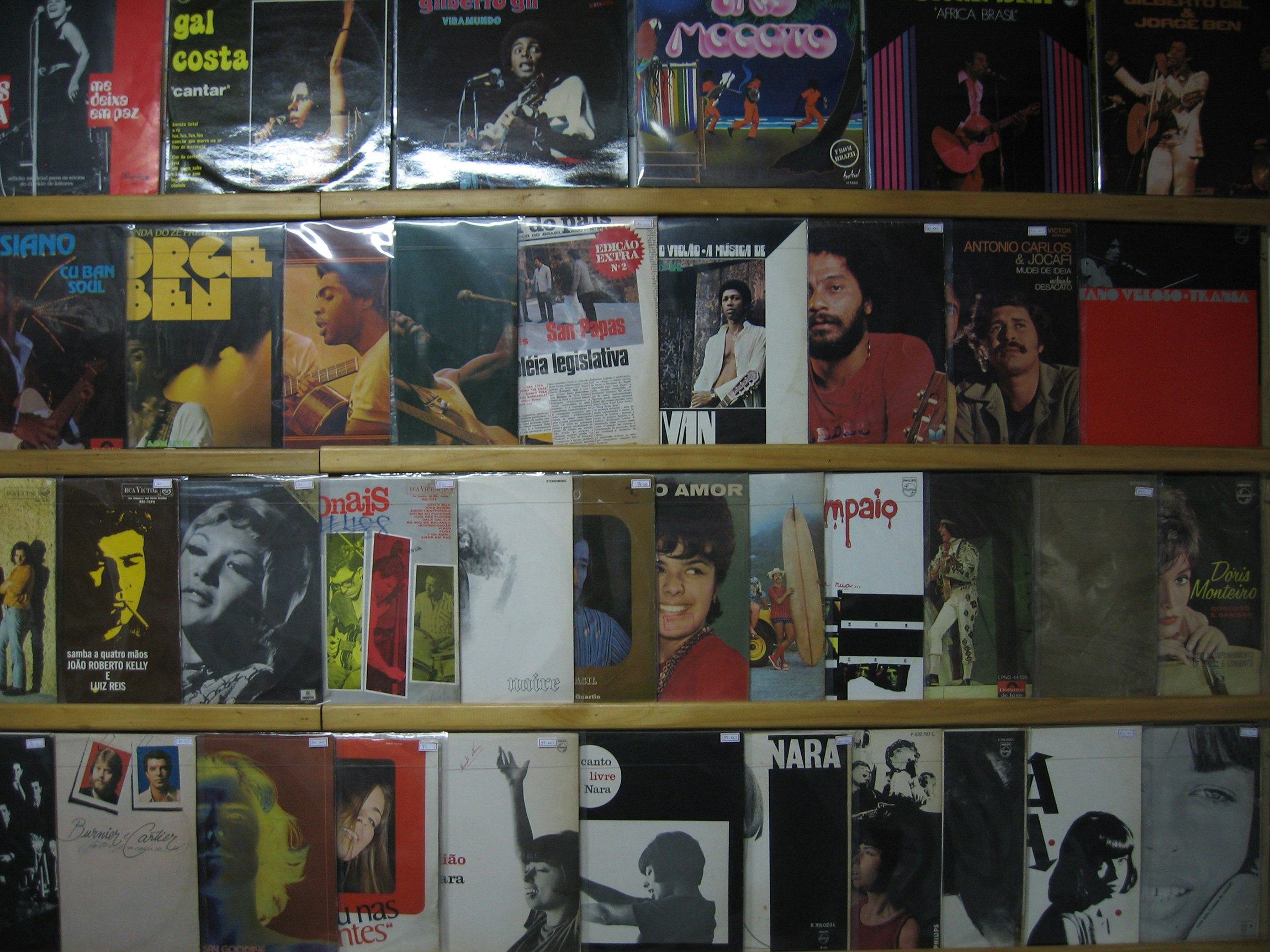 Wall of records at one of São Paulo’s iconic record stores. Photo by Wax Poetics.